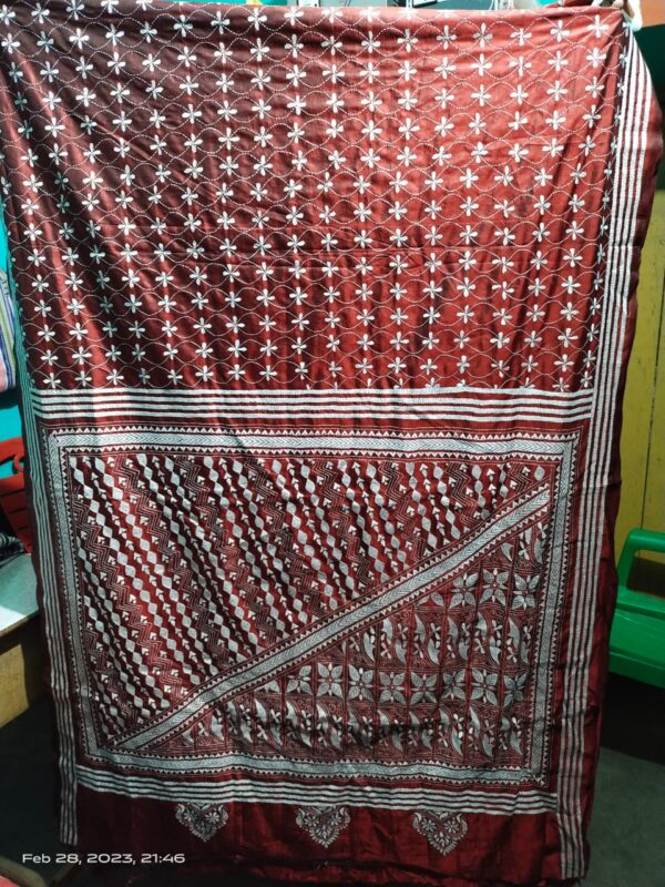 Burgundy tussar silk