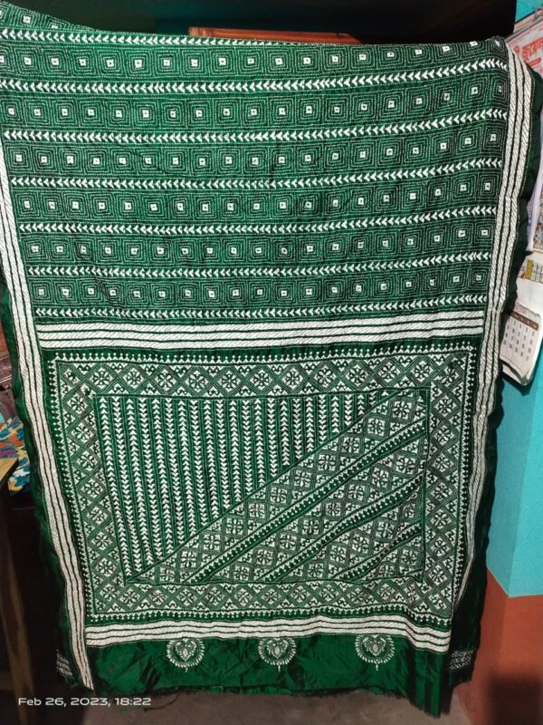 Greenish Colour Silk Kantha Work Saree SAREE